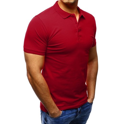 T-shirt męski Dstreet czerwony bez wzorów 