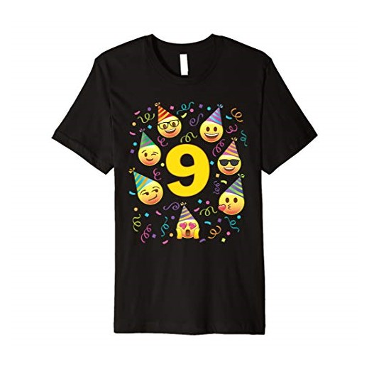 Emoji-9 Dziewięć lat starych dziewczynki Boy Party Hat Premium T-shirty