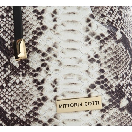 Vittoria Gotti Firmowa Torebka Skórzana Ekskluzywny Shopper Made in Italy w modny wzór węża Czarna (kolory) Vittoria Gotti   wyprzedaż PaniTorbalska 