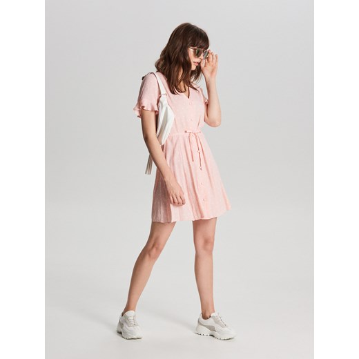 Cropp - Sukienka mini w kropki - Różowy  Cropp M 