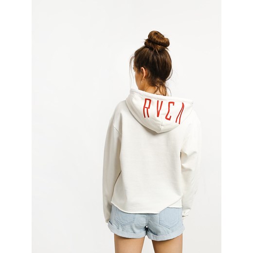 Bluza damska RVCA bawełniana biała z napisem krótka z napisami 