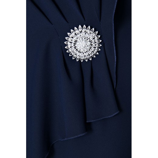 Sukienka midi do pracy z okrągłym dekoltem z krótkim rękawem z poliestru asymetryczna 