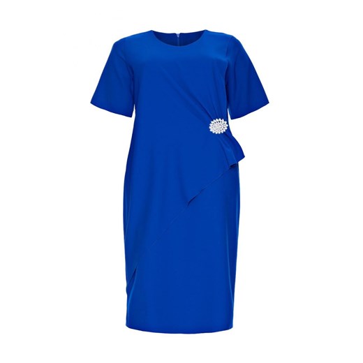 Sukienka niebieska biznesowa z krótkimi rękawami midi 
