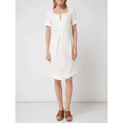 Sukienka biała Malvin midi z lnu bez wzorów 
