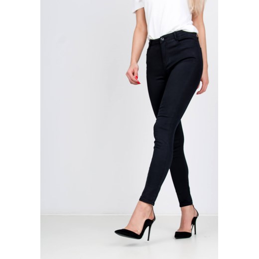 Czarne spodnie jeans high waist z łańcuszkiem Zoio  S zoio.pl okazyjna cena 