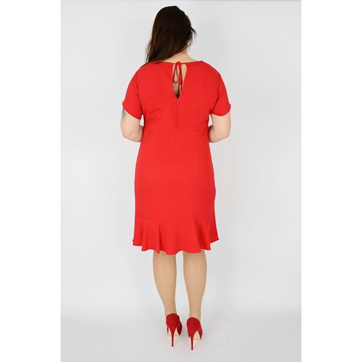 Sukienka Natali Dler czerwona bez wzorów mini z dekoltem w serek na randkę 