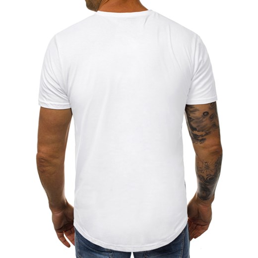 Biały t-shirt męski Ozonee z krótkimi rękawami 