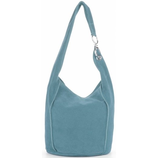 Shopper bag Vittoria Gotti niebieska wakacyjna skórzana duża 
