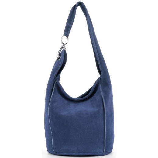 Shopper bag niebieska Vittoria Gotti matowa na ramię bez dodatków elegancka duża 