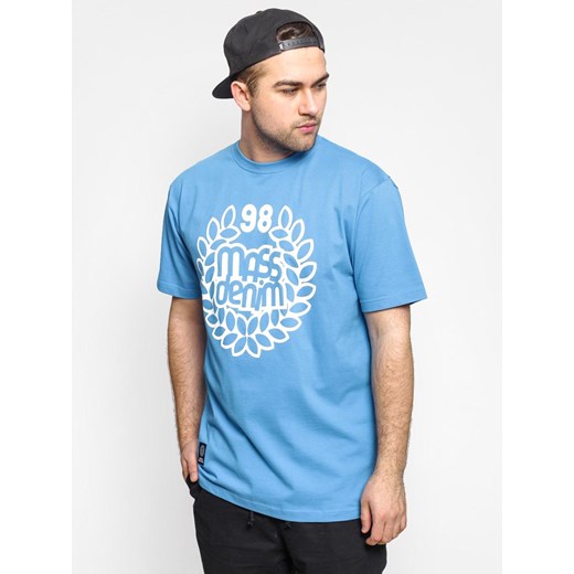 T-shirt męski niebieski Mass Denim na wiosnę z krótkimi rękawami 