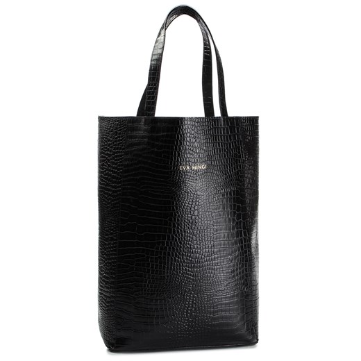 Shopper bag czarna Eva Minge bez dodatków lakierowana 