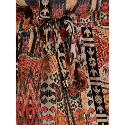 Sukienka z okrągłym dekoltem wielokolorowa w abstrakcyjnym wzorze z dzianiny 