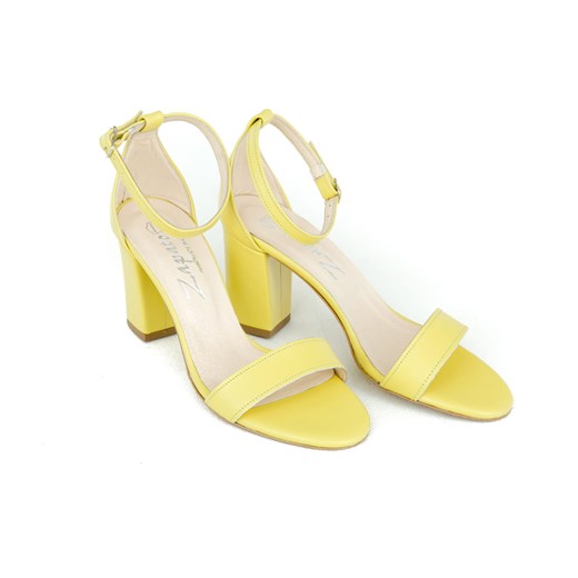 Zapato sandały damskie żółte eleganckie z zamszu gładkie z klamrą 