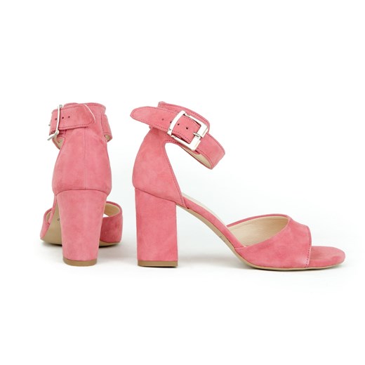 Sandały damskie Zapato różowe zamszowe na wysokim obcasie na z klamrą 