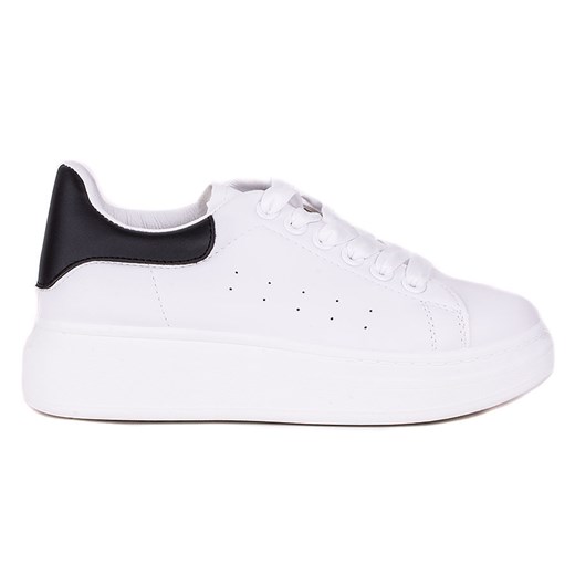 Buty sportowe damskie sznurowane ze skóry ekologicznej 