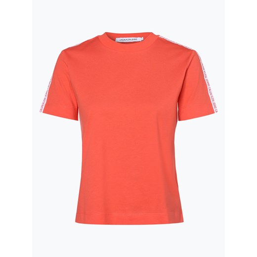 Calvin Klein bluzka damska z krótkim rękawem czerwona bez wzorów z okrągłym dekoltem 