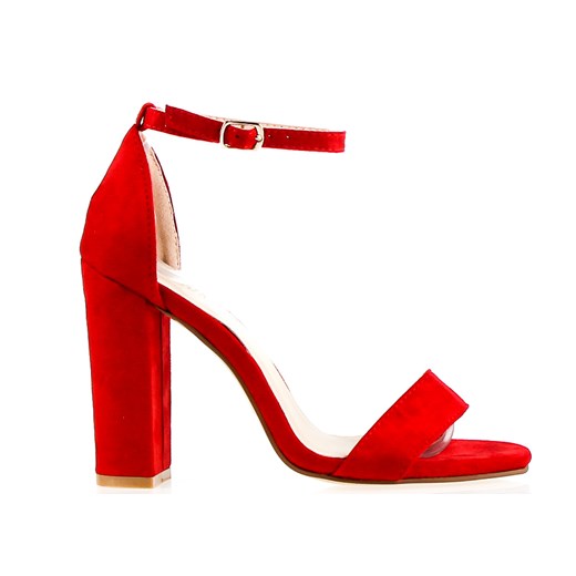 Sandały damskie Marquiiz z klamrą czerwone bez wzorów 