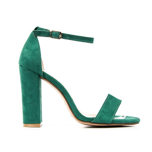 Marquiiz sandały damskie zielone na słupku eleganckie bez wzorów 