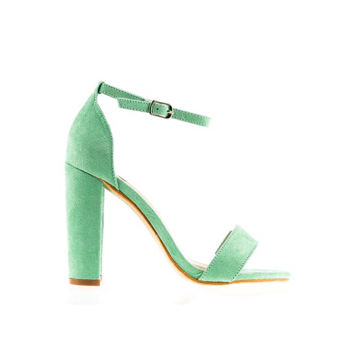 Sandały damskie zielone Fashion eleganckie na wysokim obcasie z klamrą z zamszu 