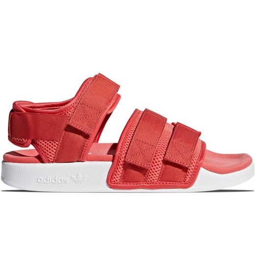 Czerwone sandały damskie Adidas Originals bez obcasa płaskie sportowe 