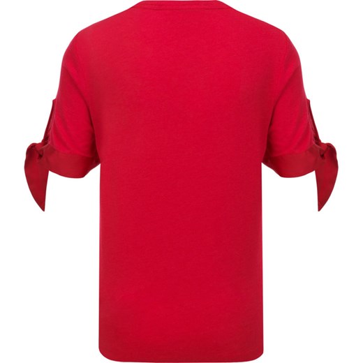 Bluzka damska czerwona Tommy Hilfiger z krótkim rękawem z tkaniny z okrągłym dekoltem 