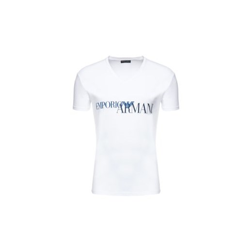 T-shirt męski biały Emporio Armani z krótkimi rękawami z napisem 