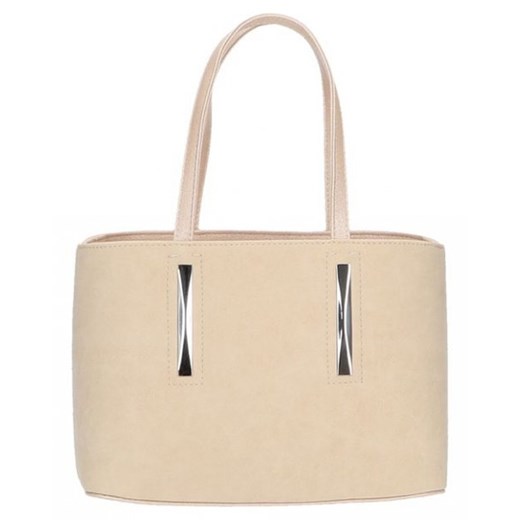 Shopper bag Chiara Design na ramię beżowa zamszowa 