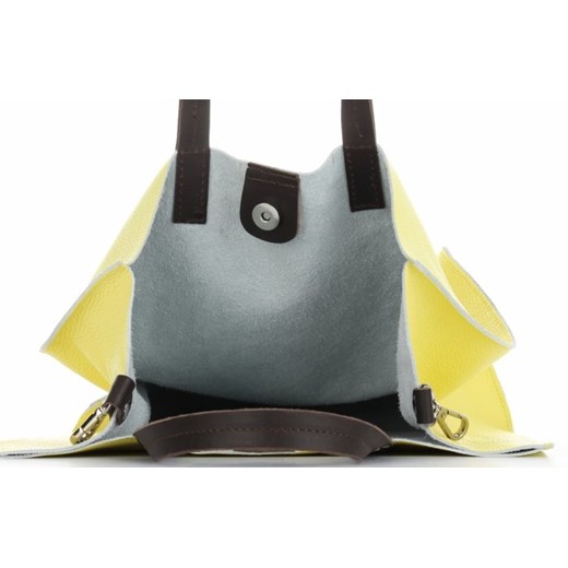 Genuine Leather shopper bag matowa bez dodatków na ramię 