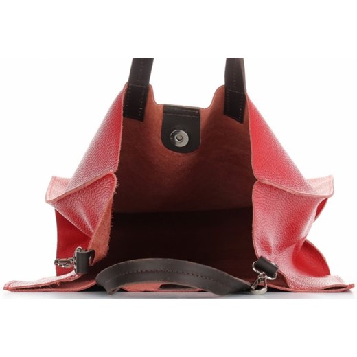 Praktyczne Torebki Skórzane 2 w 1 Shopper z Listonoszką produkcji Włoskiej Czerwone (kolory)  Genuine Leather  PaniTorbalska