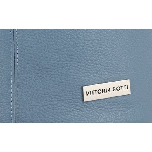 Vittoria Gotti Made in Italy Modny Shopper XL z Kosmetyczką Uniwersalna Torba Skórzana na co dzień Niebieska (kolory)  Vittoria Gotti  PaniTorbalska