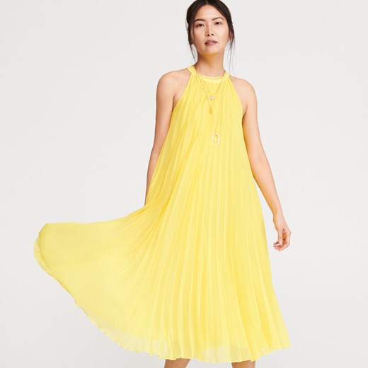 Reserved - Plisowana sukienka - Żółty  Reserved L 