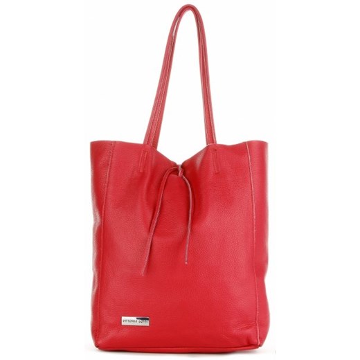 Włoska Torebka Skórzana Firmowy Shopper Bag XL Vittoria Gotti Made in Italy Czerwony (kolory)  Vittoria Gotti  PaniTorbalska
