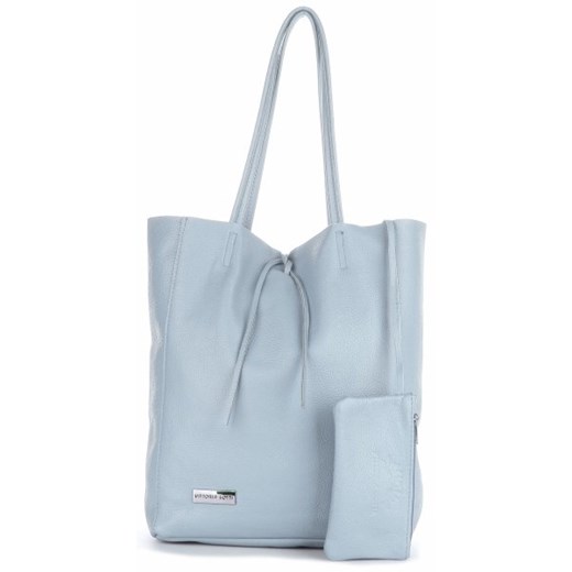 Shopper bag Vittoria Gotti na wakacje bez dodatków skórzana matowa 