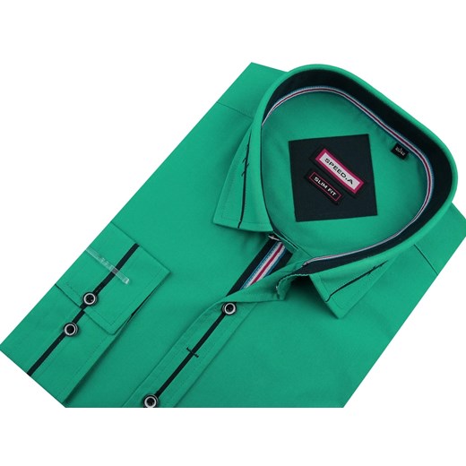 Koszula męska zielona Speed.A bez wzorów casual 