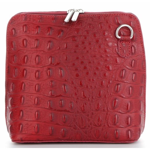 Genuine Leather listonoszka przez ramię czerwona elegancka bez dodatków 