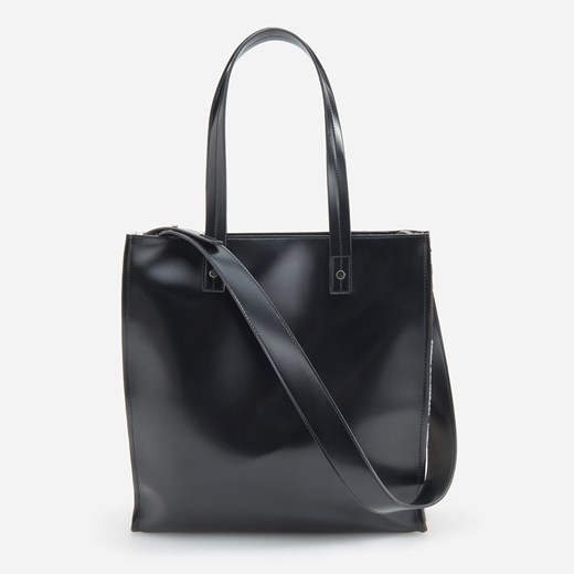 Shopper bag Reserved czarna wakacyjna mieszcząca a5 
