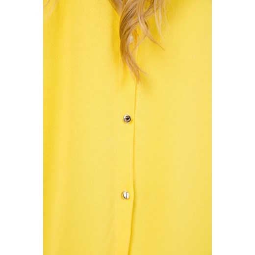 Bluzka damska Olika z okrągłym dekoltem żółta z krótkim rękawem casual 
