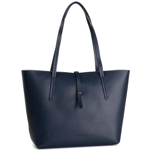 Shopper bag Coccinelle matowa niebieska elegancka mieszcząca a7 