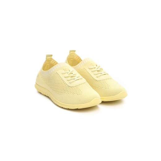 Buty sportowe damskie Born2be na fitness żółte bez wzorów wiązane 