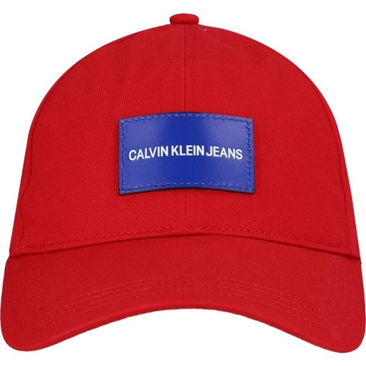 Czerwona czapka z daszkiem męska Calvin Klein z aplikacjami  