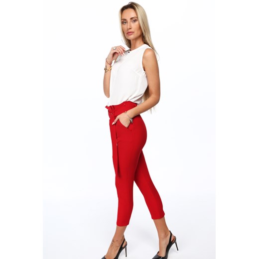 Czerwone eleganckie spodnie w kant 0268  fasardi L fasardi.com