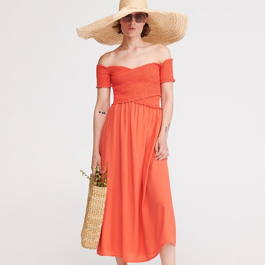 Reserved - Sukienka z odkrytymi ramionami - Pomarańczo Reserved  36 