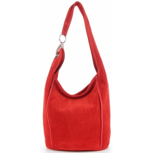 Shopper bag czerwona Vittoria Gotti na ramię mieszcząca a8 matowa 