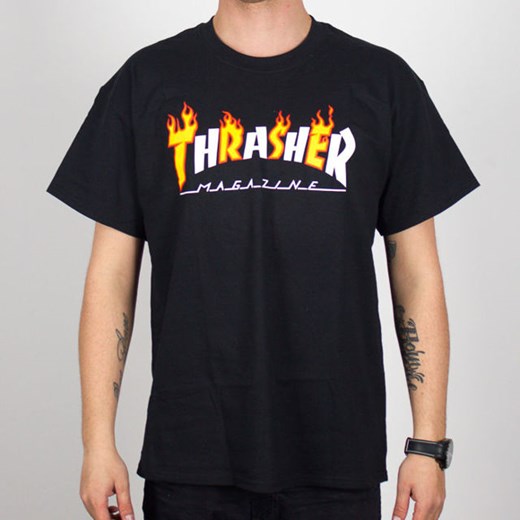 T-shirt męski czarny Thrasher z krótkimi rękawami 