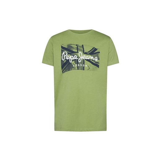 Pepe Jeans t-shirt męski zielony z napisami 