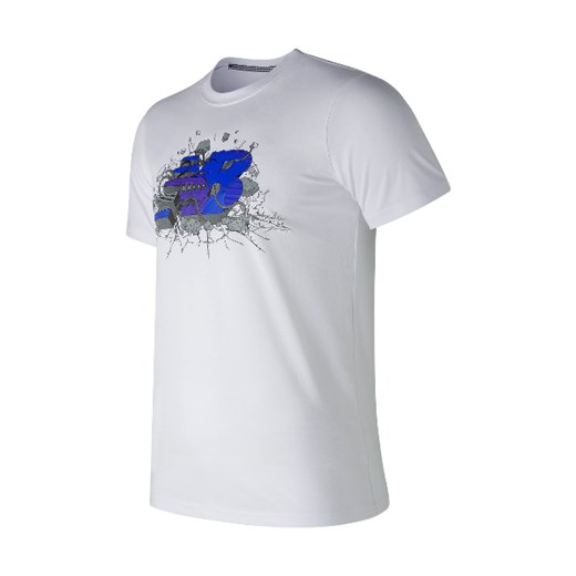 Koszulka sportowa New Balance bawełniana biała w nadruki 