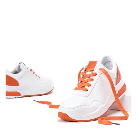 Białe sportowe buty z pomarańczowymi wstawkami Rothina - Obuwie  Royalfashion.pl 37 