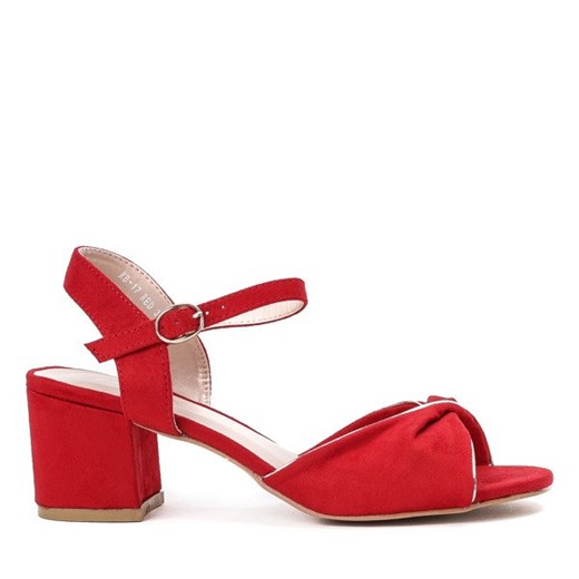 Czerwone sandały na niskim słupku Parla - Obuwie  Royalfashion.pl 39 