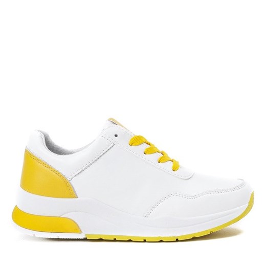 Białe sportowe buty z żółtymi wstawkami Rothina - Obuwie  Royalfashion.pl 37 