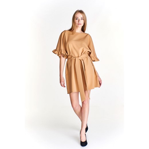 Sukienka oversize z falbaniastymi rękawami a'la nietoperz La Diva U wyprzedaż ptakmoda.com